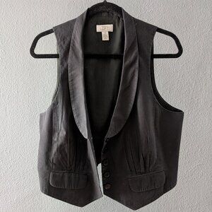 Women's Ann Taylor LOFT Black Cotton Vest Sz 12